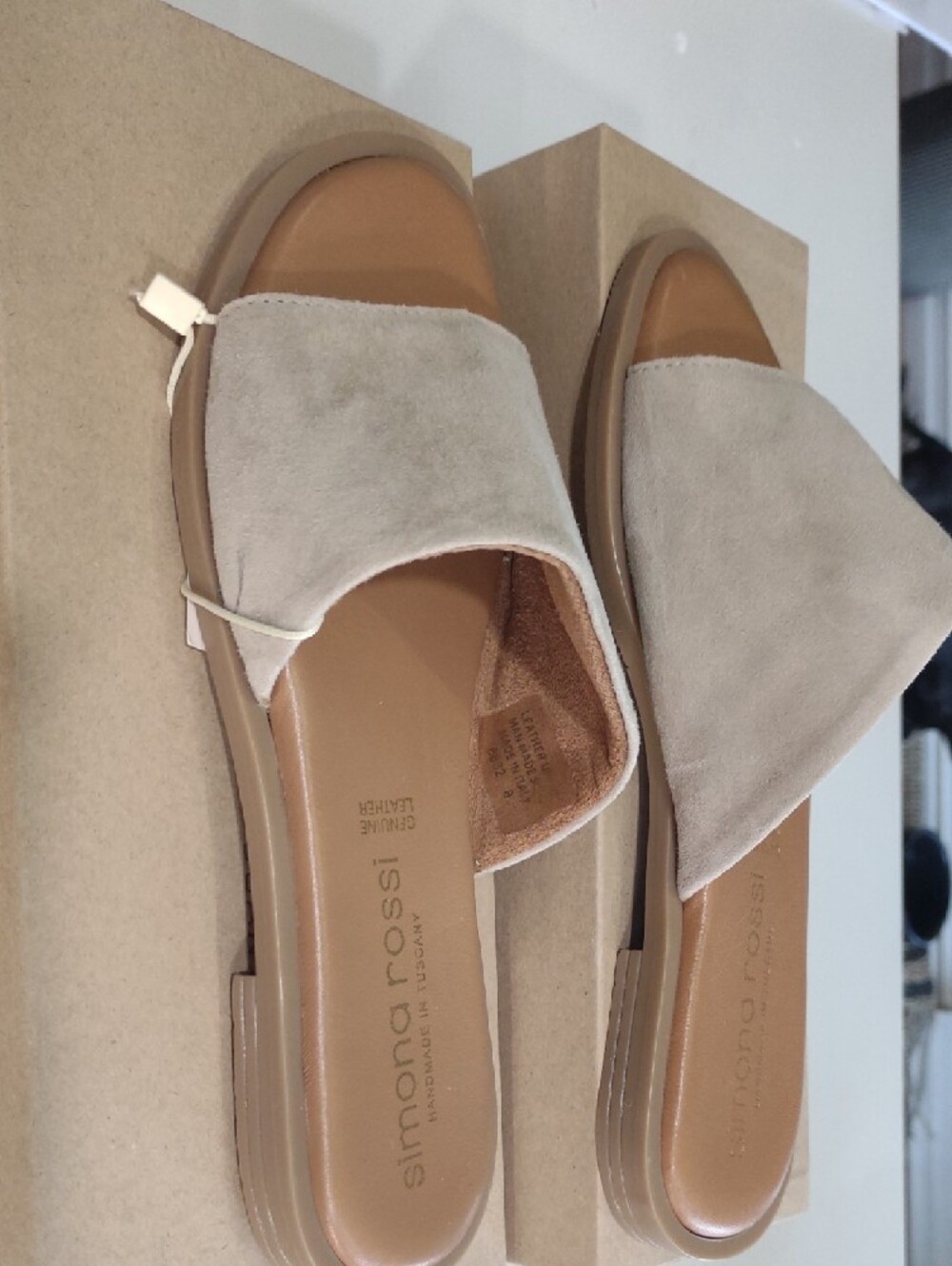 Marshalls Beige Suede Slide Mules - Picture 4 of 5
